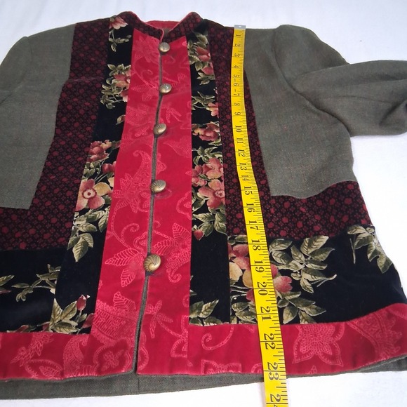 VTG Canvasback Velvet Detail Patchwork Mandarin Collar Wool Jacket - Picture 5 of 16